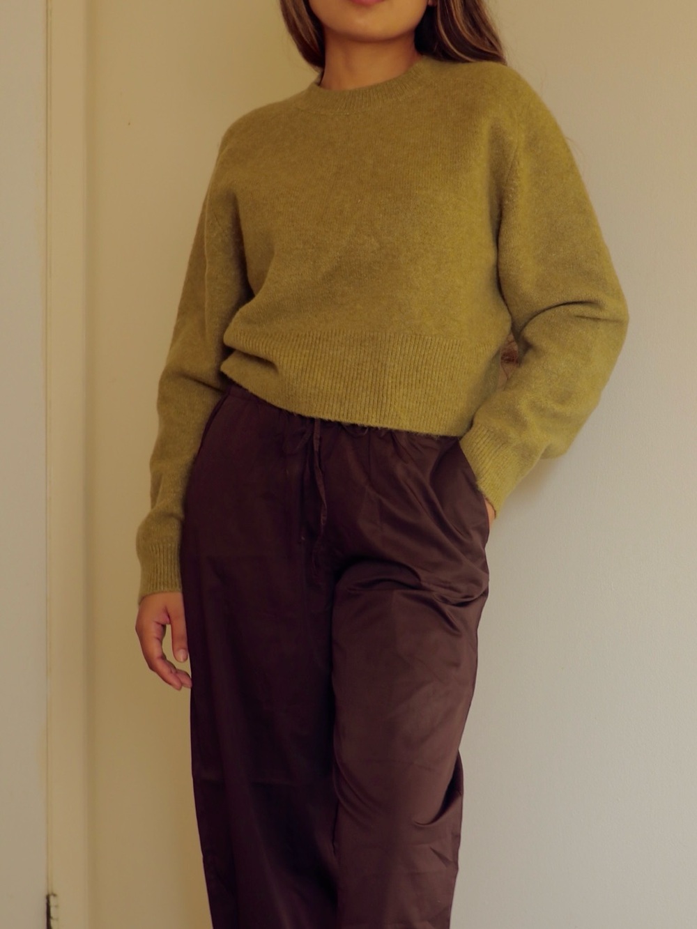 ZARA Soft Knit Crewneck Jumper Sweater Oil Olive Green M NWOT